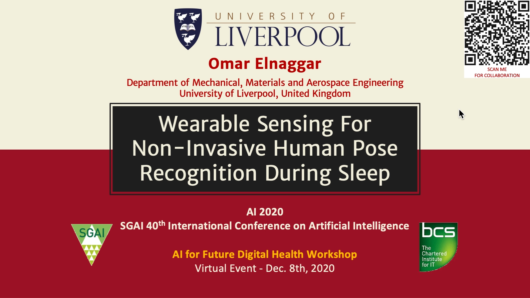 Cover slide: Wearable Sensing for Non-Invasive Human Pose Recognition During Sleep.