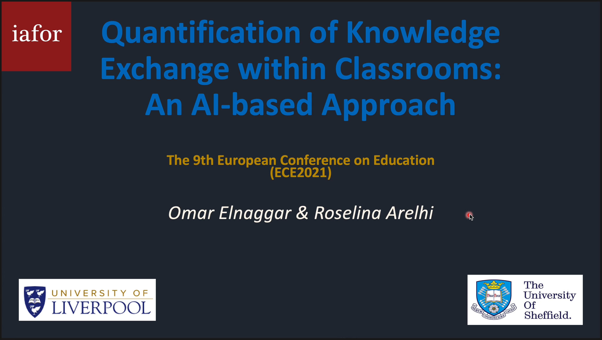 Cover slide: Quantification of Knowledge Exchange within Classrooms: An AI-based Approach.