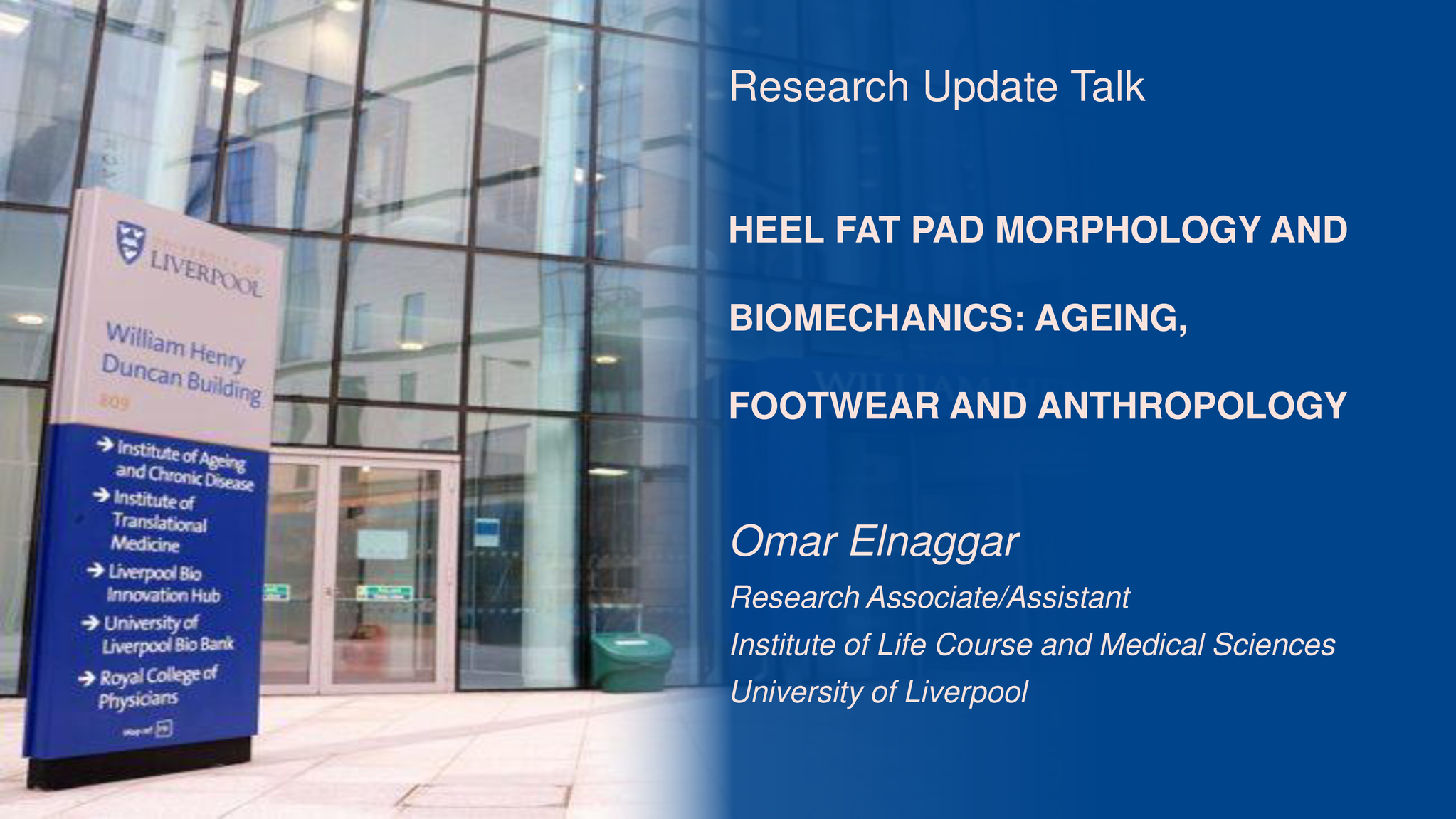 Cover slide: Heel fat pad morphology and biomechanics: Ageing, footwear and anthropology.