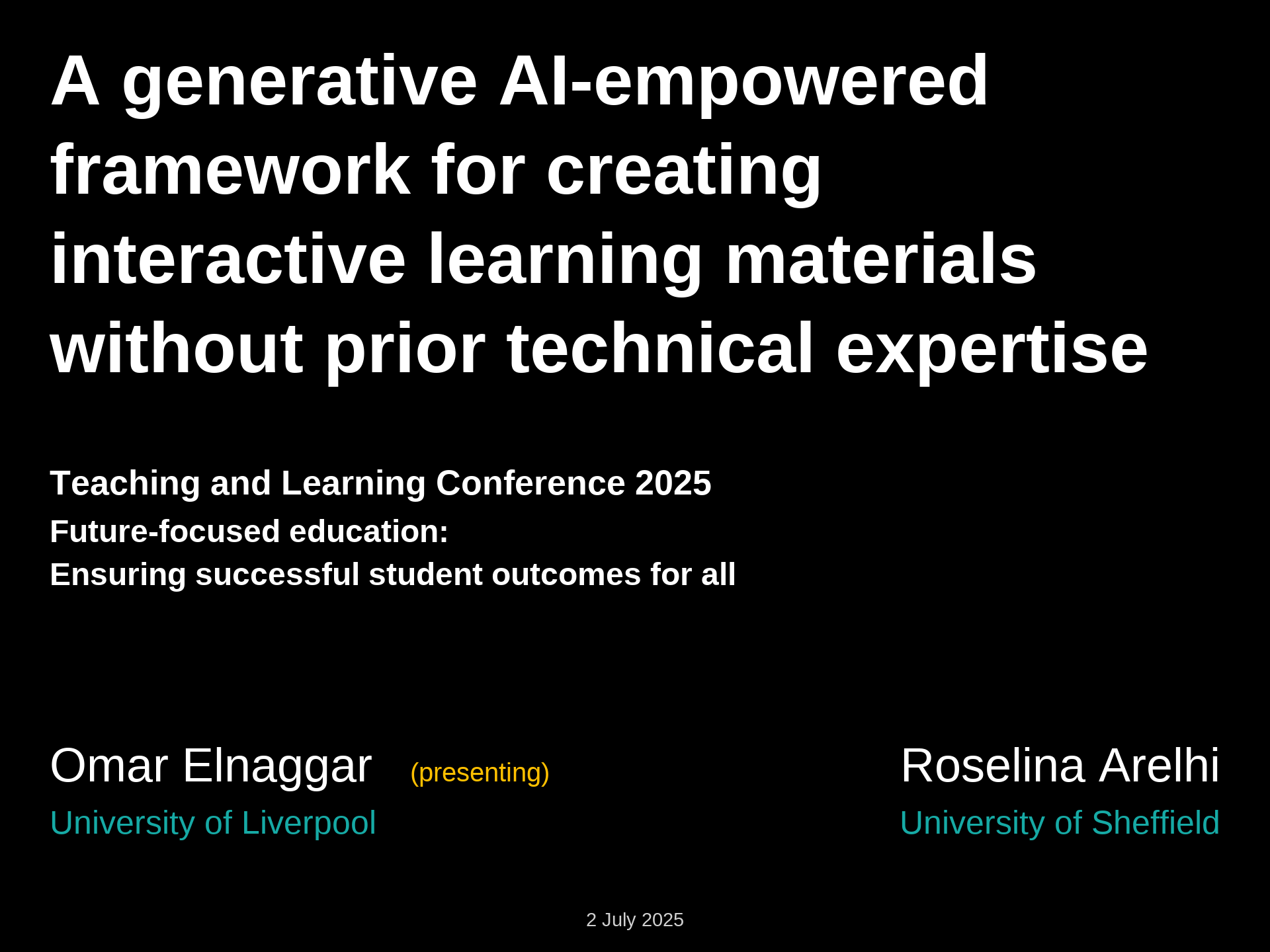 Recreated title slide: A generative AI-empowered framework for creating interactive learning materials without prior technical expertise.