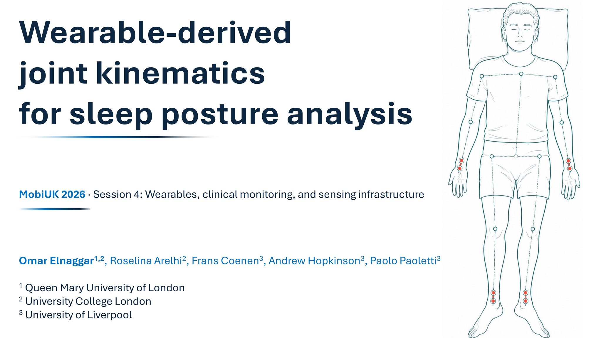 Cover slide: Wearable-derived joint kinematics for sleep posture analysis.